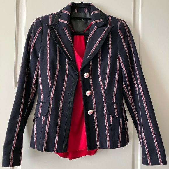 Zara Navy Blazer with Red Stripes - Picture 3 of 4